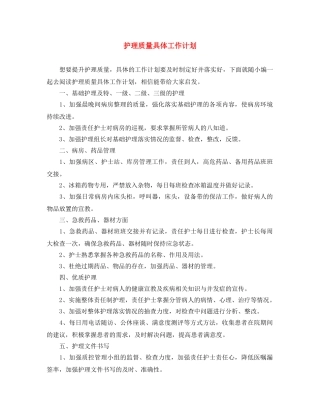 护理质量具体工作计划 