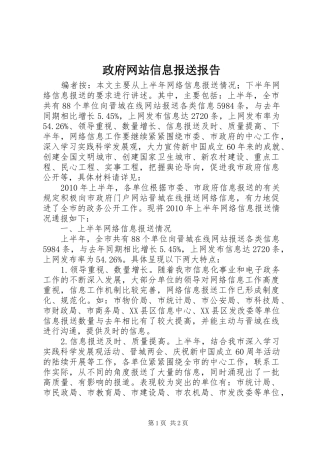 政府网站信息报送报告
