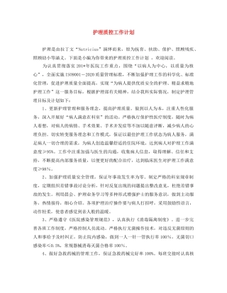 护理质控工作计划 