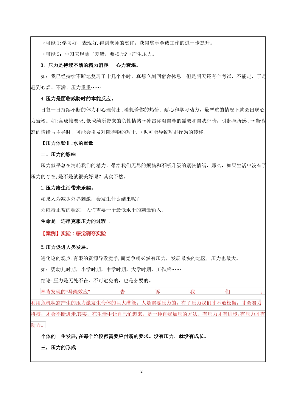 大学生心理健康课程教案压力与挫折_第2页