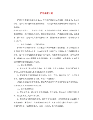 护理年度计划 