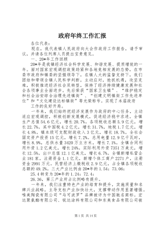 政府年终工作汇报
