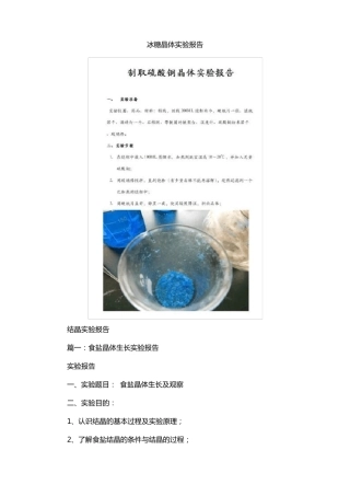 冰糖晶体试验报告