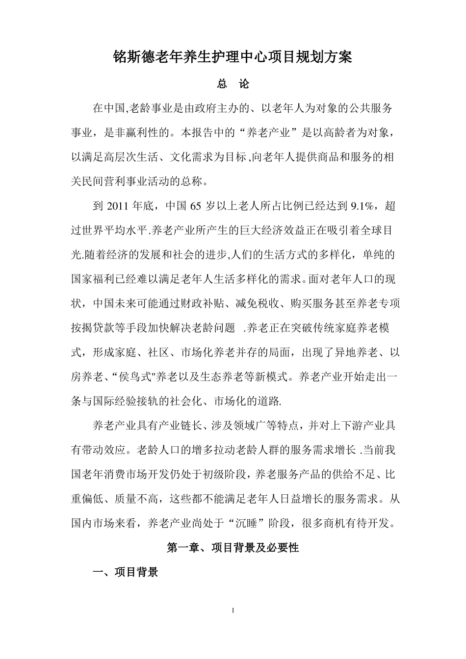 养老院规划报告_第1页