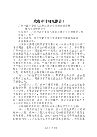 政府审计研究报告1