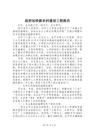 政府加快新农村建设工程报告