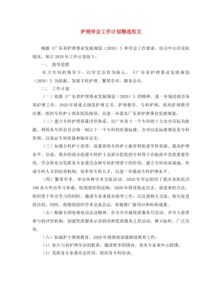 护理学会工作计划精选范文 