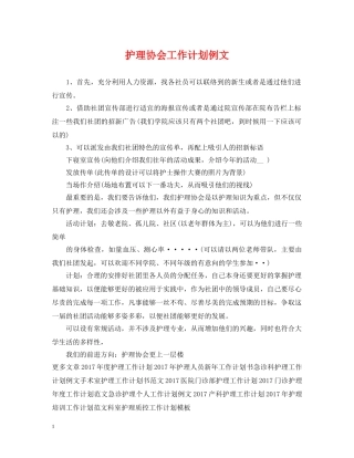 护理协会工作计划例文 