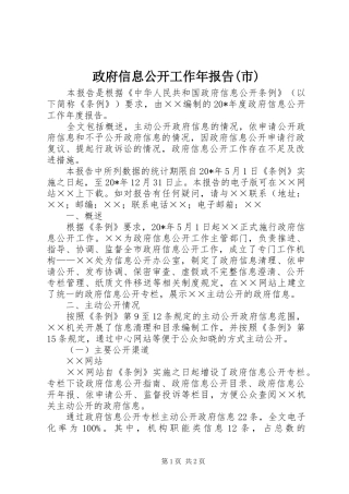 政府信息公开工作年报告(市)