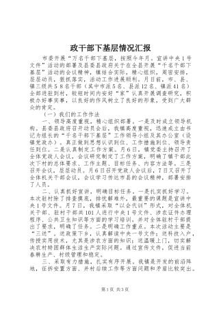 政干部下基层情况汇报