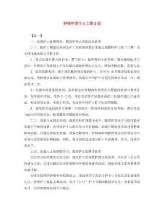 护师年度个人工作计划 