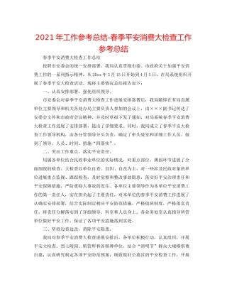 2021年工作参考总结春季安全生产大检查工作参考总结