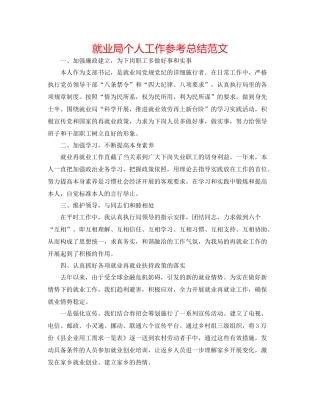 就业局个人工作参考总结范文