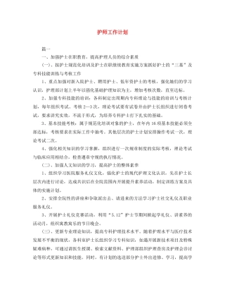 护师工作计划 