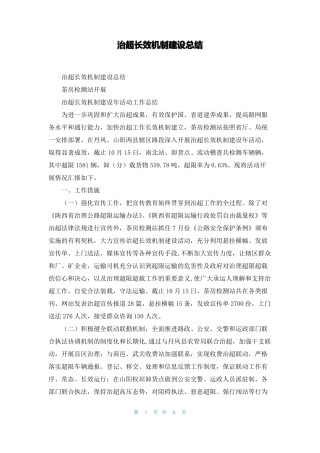 治超长效机制建设总结