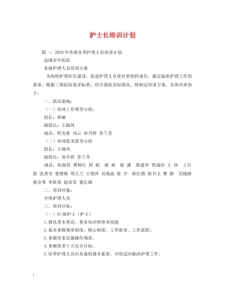 护士长培训计划 