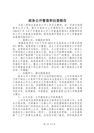 政务公开督查和自查报告