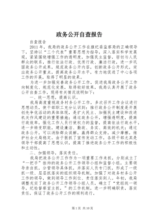 政务公开自查报告