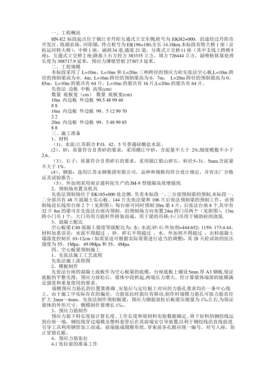 预应力混凝土先张法空心板梁施工技术方案_第1页