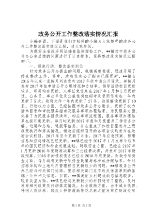 政务公开工作整改落实情况汇报