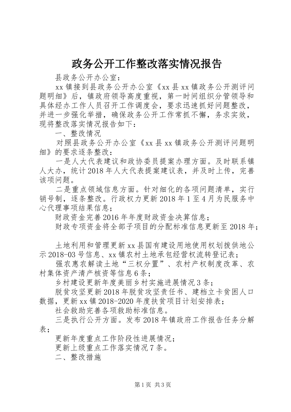 政务公开工作整改落实情况报告_第1页
