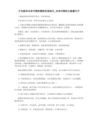 不负韶华未来可期的精彩优美短句未来可期的正能量句子