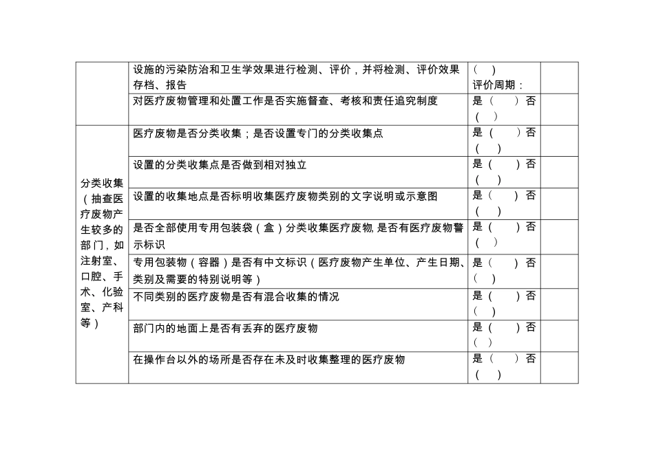 医疗卫生机构医疗废物处置监督检查表_第2页