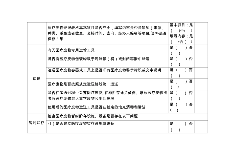 医疗卫生机构医疗废物处置监督检查表_第3页