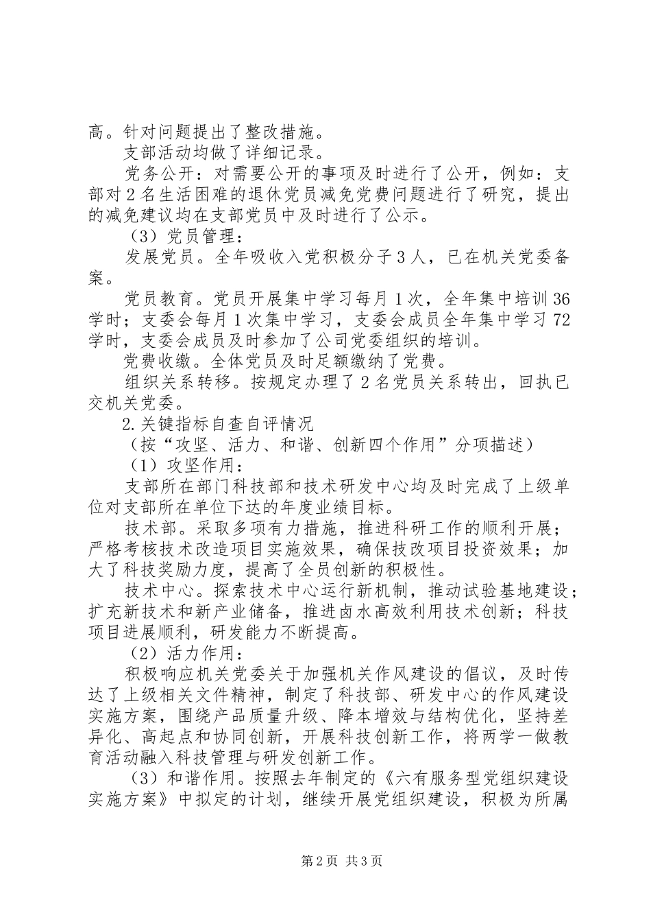 支部达标考核自查自评报告_第2页