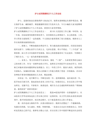 护士试用期满转正个人工作总结 