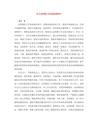 护士试用期工作总结结尾范文 