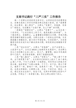 支部书记践行“三严三实”工作报告