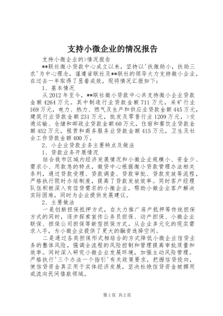 支持小微企业的情况报告