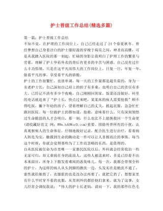 护士晋级工作总结(精选多篇) 
