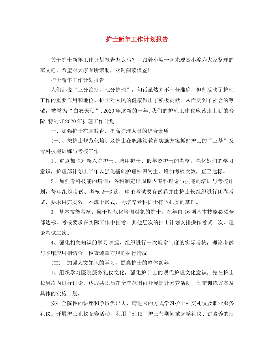 护士新年工作计划报告 _第1页