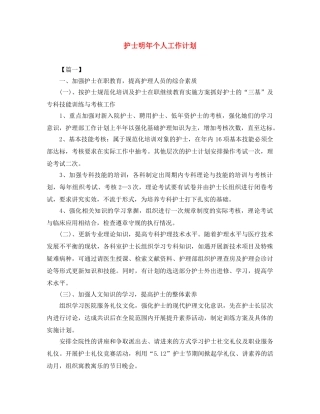 护士明年个人工作计划 