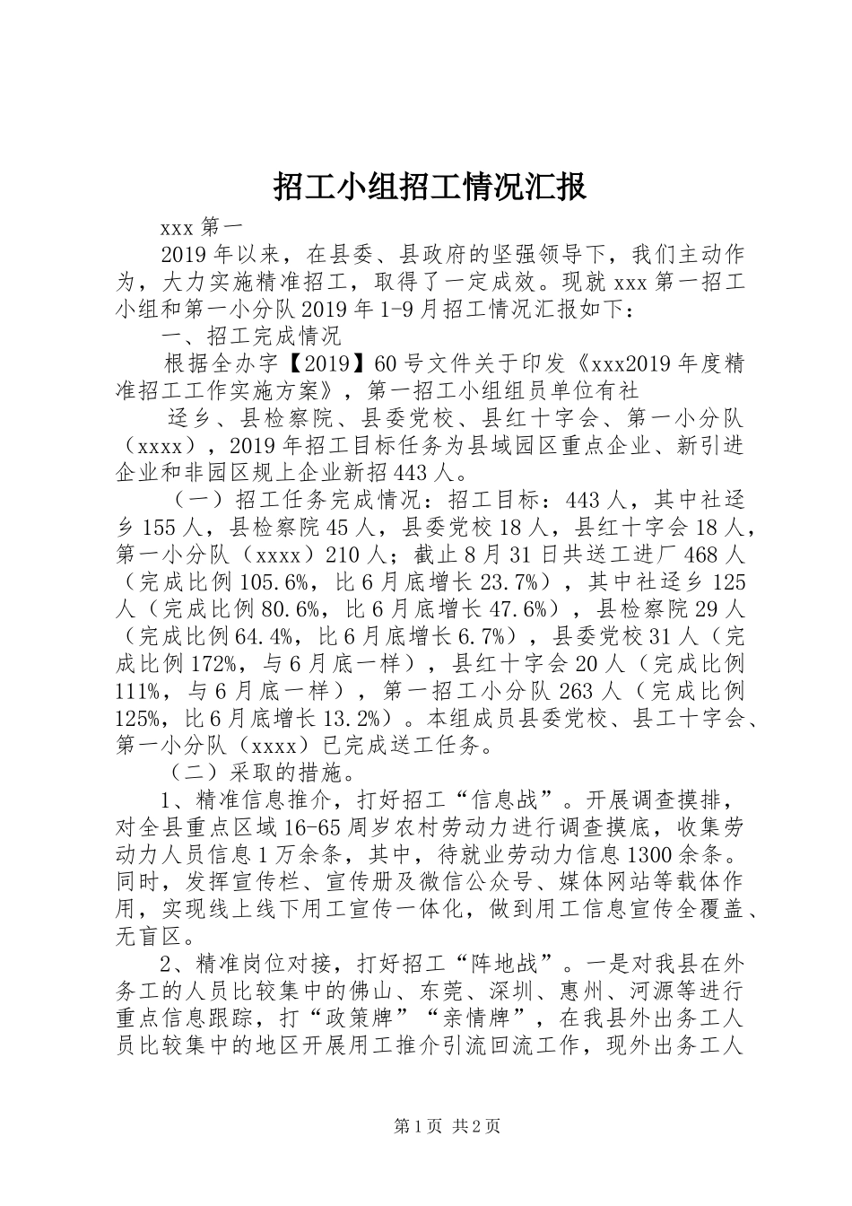 招工小组招工情况汇报_第1页