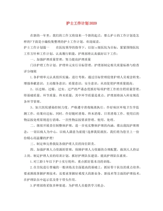 护士工作计划2021 