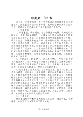 招商局工作汇报