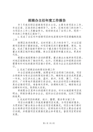 招商办主任年度工作报告