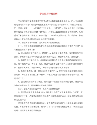 护士实习计划大纲 