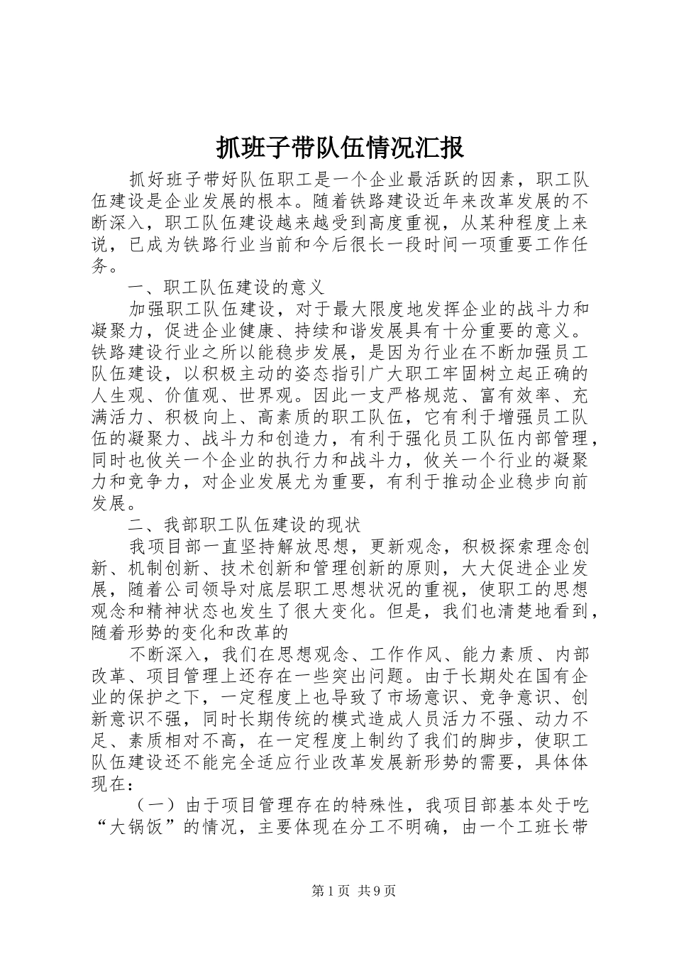 抓班子带队伍情况汇报_第1页