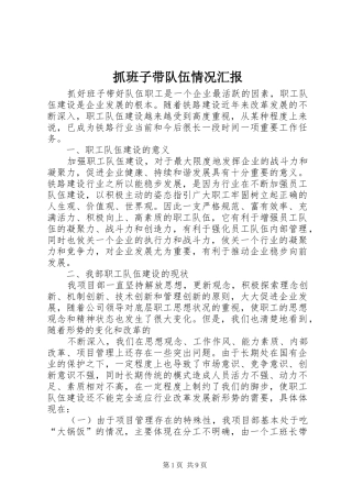 抓班子带队伍情况汇报