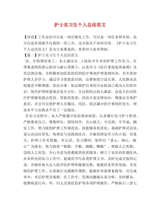 护士实习生个人总结范文 