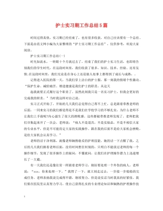 护士实习期工作总结5篇 