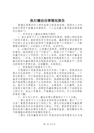 执行廉洁自律情况报告