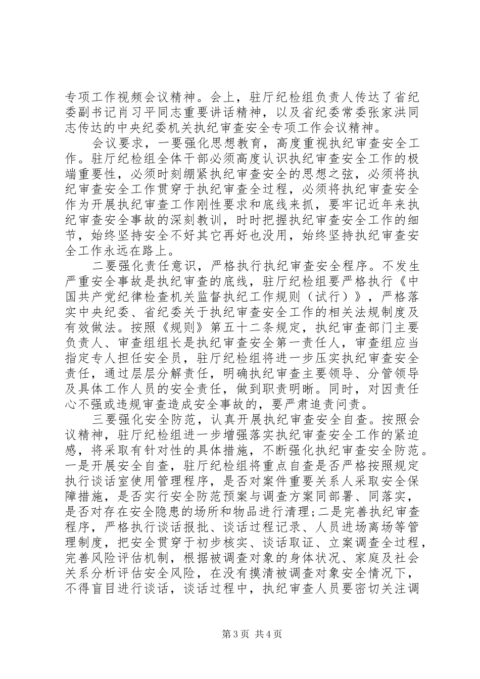 执纪审查安全工作自查报告_第3页