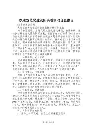执法规范化建设回头看活动自查报告