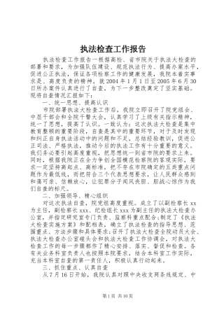 执法检查工作报告