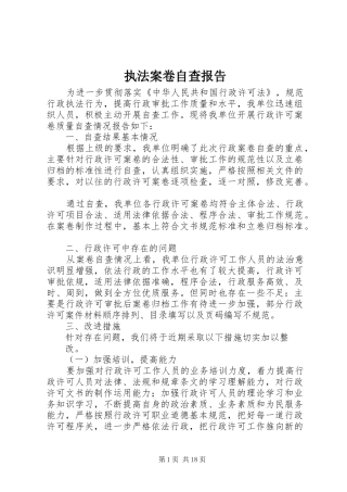 执法案卷自查报告